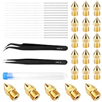 Chudian 20Pcs Boquillas Impresora 3d 0.4mm Boquilla MK8 0.4- con 15Pcs Aguja Impresora 3D 0.4- 1Pcs Pinza ESD-12 y 1Pcs…